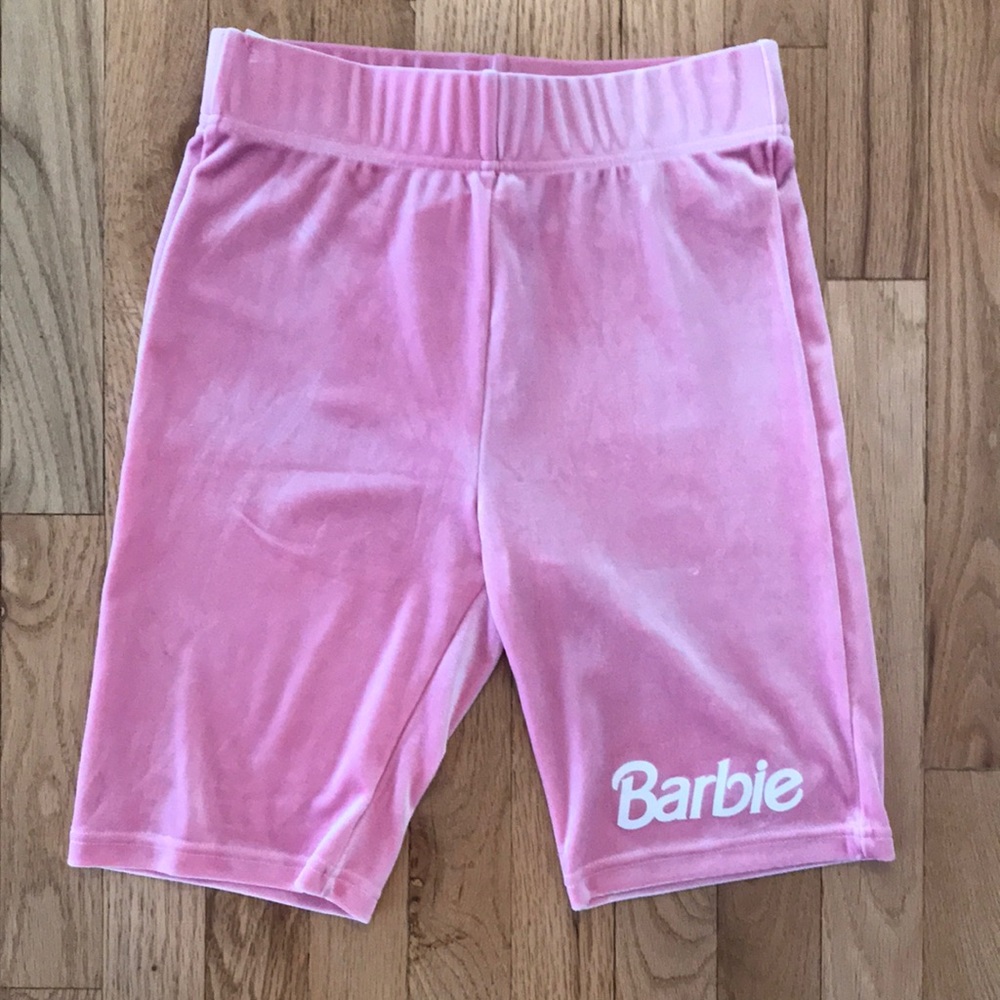 Barbie pink velvet biker shorts